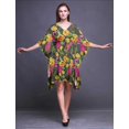thumbnail image 4 of Bimba Kaftan de Plage à Fleurs, Paréo de Bikini, Robe Midi pour Femme, Caftan Court - TG-3X, Gris, 4 of 5