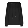 thumbnail image 4 of Women's Off Shoulder Sweatshirt Adjustable Drawstring Oversized Long Sleeve Shirt Pullover Basic Slouchy Clothes 2025, 4 of 5