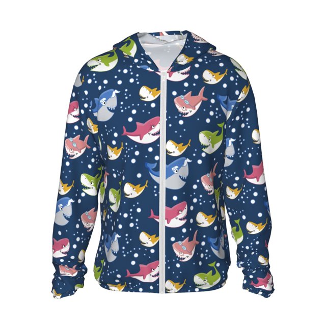 Vsdgher Chandails à Capuchon Colorés à Imprimé de Requin pour Adultes, Maillot Dermoprotecteur pour Hommes Femmes, Chandails de Pêche à Manches Longues avec Protection Solaire pour Course Athlétique Natation-Xx-Grand