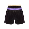 thumbnail image 2 of zdhoor Kids Boys Boxing Trunks Metallic Color Block Side Split Satin Shorts for Boxer Fighting Training Light Purple&Gold 12, 2 of 4