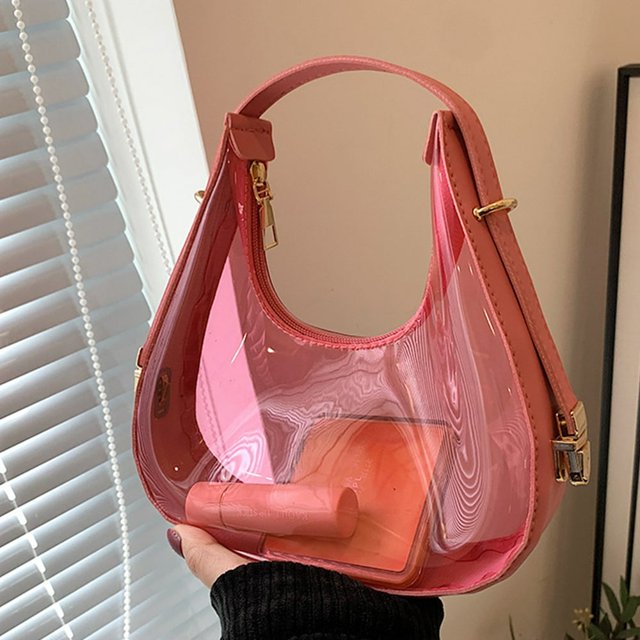 Sac Fourre-Tout de Plage pour Femmes à Fermeture Éclair en PVC Transparent Clair Sac pour Téléphone Sac à Main pour Filles