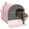 thumbnail image 1 of PawHut Cat Litter Box with Lid, Removable Tray, Scoop, Filter, Pink, 1 of 10