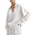 thumbnail image 1 of Yuyuzo Women Ribbed Tops Long Sleeve Wrap V Neck Pullover Solid Color Casual Baggy Fall Tops, 1 of 6