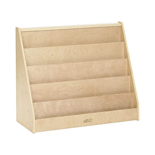 ECR4Kids-ELR-0339 Birch Hardwood Single-Sided Bookcase Display Stand for Kids, 5 Shelves, Natural Birch Hardwood Kids’ Bookshelf, Bookshelf for Kids, GREENGUARD [GOLD] Certified Book Display