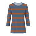 thumbnail image 5 of Annhoo Hauts d'Automne pour Femmes 2025 Mode Manches 3/4 Col Ras du Cou Chandails à Enfiler Chemises Décontractées Confort Blouses à Rayures Imprimées, 5 of 5
