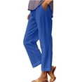 thumbnail image 1 of Dealovy Womens Cotton Linen Pants Plus Size Elastic High Waisted Solid Color Lightweight Summer Trousers, 1 of 6