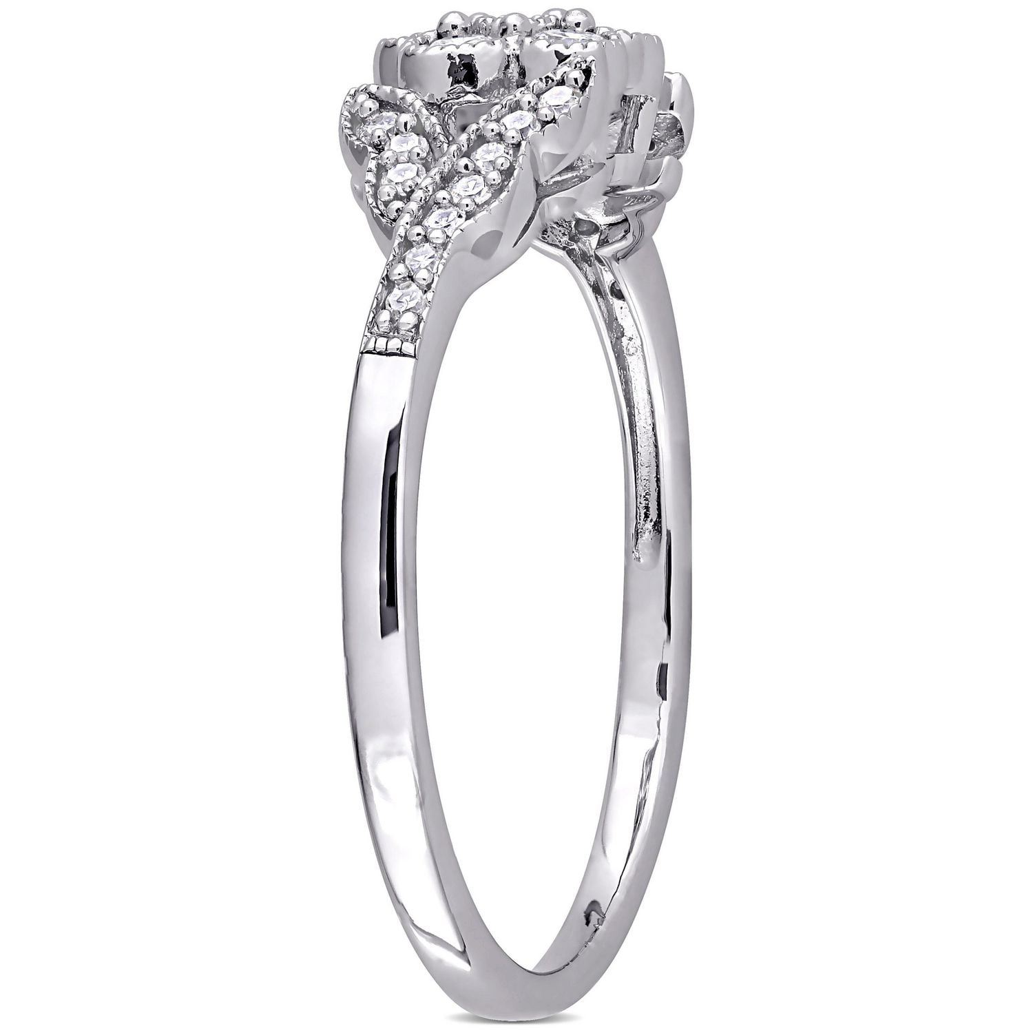Miabella 1/4 Carat T.W. Diamond Sterling Silver Flower Promise Ring