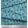 thumbnail image 3 of Soimoi Tissu en Poly Georgette Imprimé Étoile, Feuilles & Roses au Mètre 42 Pouces de Large, 3 of 3