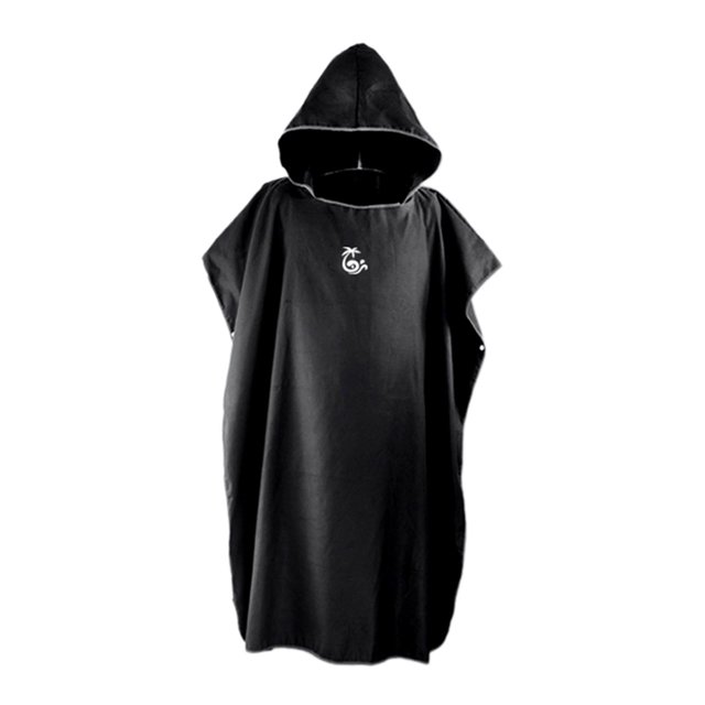 Surf Poncho Changing Robe Front Lightweight Microfiber with Soft Wetsuit Changing Towel for Outdoor Sports, Swim - Black