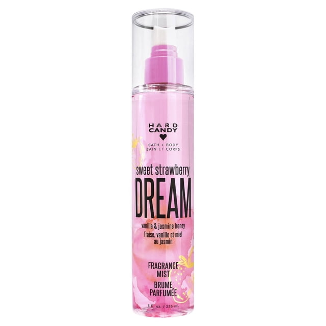 Brume Parfumée Hard Candy Sweet Strawberry Dream 236 ml avec Pompe; Brume Corporelle Légère avec des notes de Fraise, Vanille Fouettée et Miel de Jasmin, Commercialisée comme Durable pour des Spritz Rapides Ou une Touche Occasionnelle, Convient Aussi pour Parfumer Légèrement les Sacs de Voyage Ou le Linge.