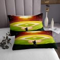 thumbnail image 3 of YST Sports Bedspread Set Queen Size, 3D Ball Games Quilt Set, American Baseball Field with White Markings Painted On Grass Design, Sports Players Decorative Bedding Set 3Pcs, Lime Green, 3 of 5