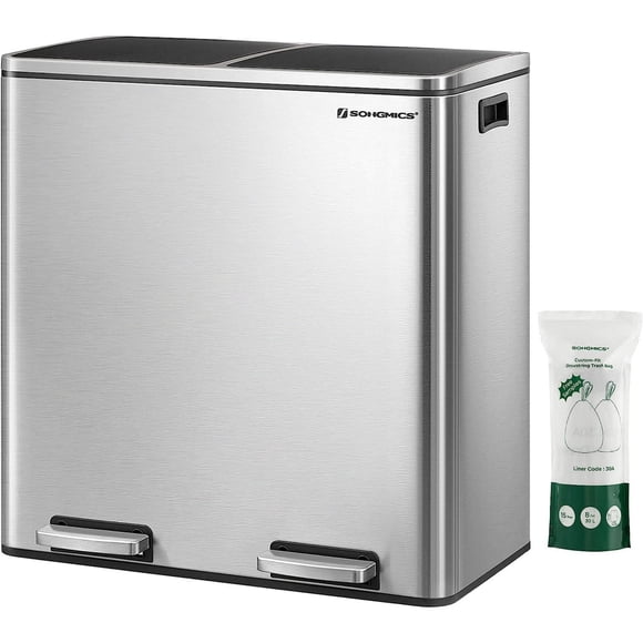 Boutique Home Trash Can with 2 Seperate 8-Gallon (30L) Garbage Cans and Step-On Pedal Open