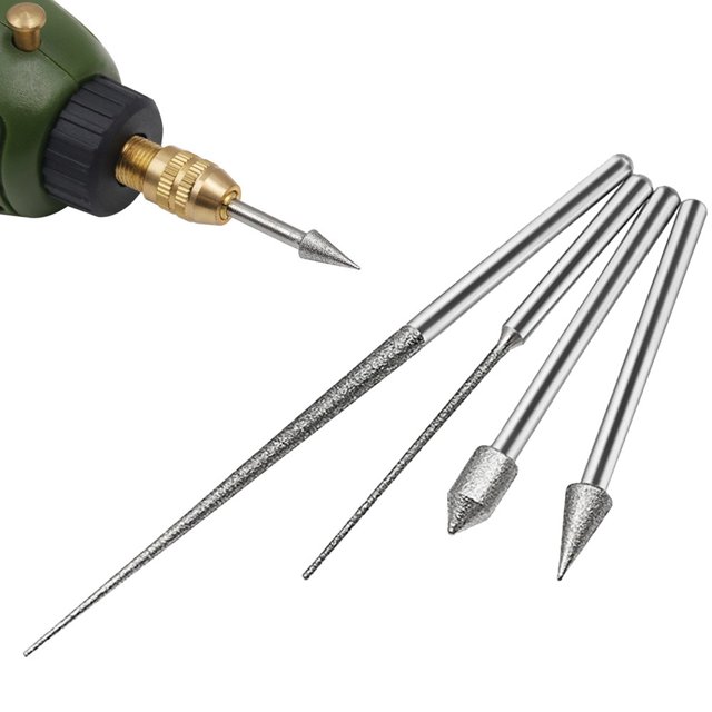 Bgsha 4 Pcs Tige de Sculpture 3mm Aiguille de Broyage Mini Perceuse Gravure