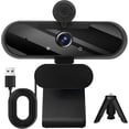 thumbnail image 1 of USB HD 1080P Video Webcam and Wide Angle Camera with Built-in Microphone and Rotatable Tripod,for Laptop Computer or Desktop PC,Great for Live Streaming.Calls.Video Conferencing(Black), 1 of 7