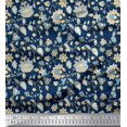 thumbnail image 1 of Soimoi Rayon Fabric Leaves & Floral Block Printed Fabric 1 Yard 56 Inch Wide, 1 of 3