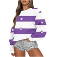 thumbnail image 1 of Rbaofujie Chandails à Capuchon Tunique pour Femmes, Rayé Décontracté Imprimé, Col Rond, Manches Longues, Haut Ample, Chandails Molletonnés, Chandails à Capuchon Violets pour Ados, 1 of 5