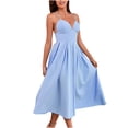 thumbnail image 2 of Gspmoly Robes pour Femmes, Mode Femmes Été Sans Manches Aguichant Décontractée Dos Nu Couleur Unie Robe à Col en V Robes de Vacances pour Femmes jusqu'à 65 % de Rabais, 2 of 9