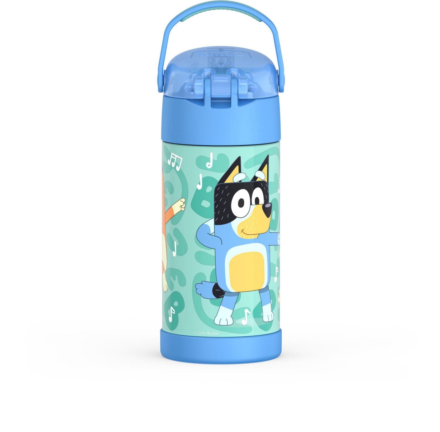 Thermos Kids Bouteille d'eau isolée sous vide avec paille rabattable, 355 ml, Bluey