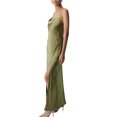 thumbnail image 3 of SUNSIOM Robe Longue en Satin pour Femmes Couleur Unie Été Dos Nu Fendue Robe de Soirée pour Cocktail Plage Mode Urbaine, 3 of 6