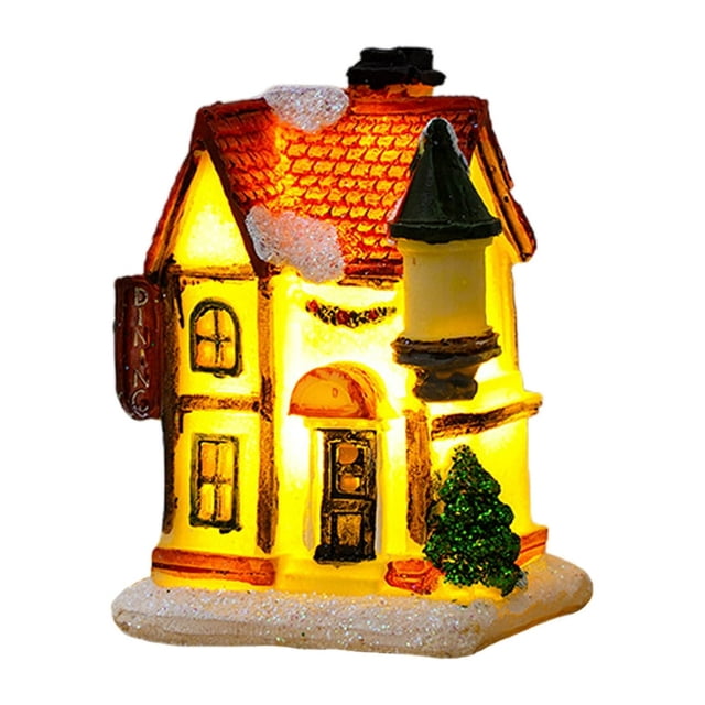 PENGXIANG Christmas Village LED Lighted Christmas Village Houses with Figurines Christmas Village Collection Indoor Room Decor - Collectible Buildings