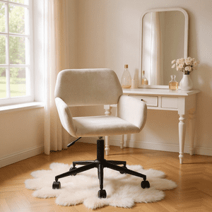 Homy Casa Chaise de Vanité de Chambre réglable, Facile à nettoyer, Tissu beige, look moderne
