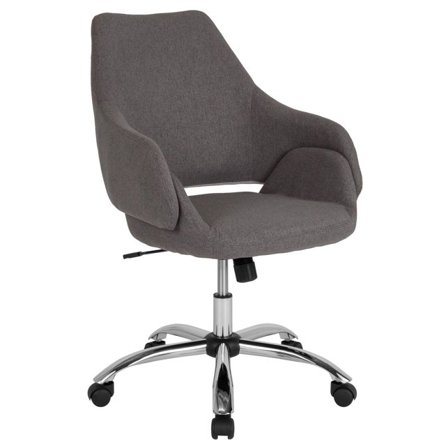 Madrid Home and Office Upholstered Mid-Back Chair in Black Leather