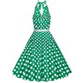 thumbnail image 3 of Birdeem Robe de Soirée pour Femmes, Confortable, d'Été, à Manches Courtes, Dos Nu, Col en V, Vintage, Coupe Régulière, à Pois, 3 of 7