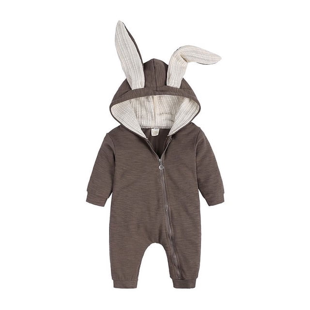 Grenouillère en Molleton pour Bébé, Chaude, Mignonne, avec Capuche en Forme de Lapin, pour Bébé de 0-2 Ans, Mode, Pyjama Grenouillère Automne et Hiver