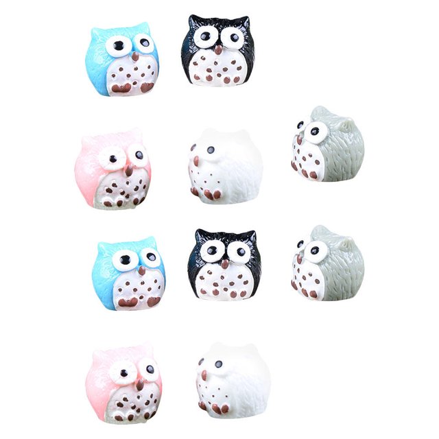12pcs Miniature Figurines Resin Owls Model Fairy Garden Mini Landscape Ornaments