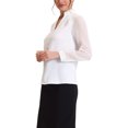 thumbnail image 4 of INSPIRE CHIC Women's Ruffle High Neck Shirt Button Decor Sheer Long Sleeve Blouse Tops XS White, 4 of 6