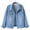 Light Blue A, variant on PEZHADA Denim Jacket for Women Long Sleeve Jean Jacket Button Up Frayed Hem Shacket with Pockets Navy