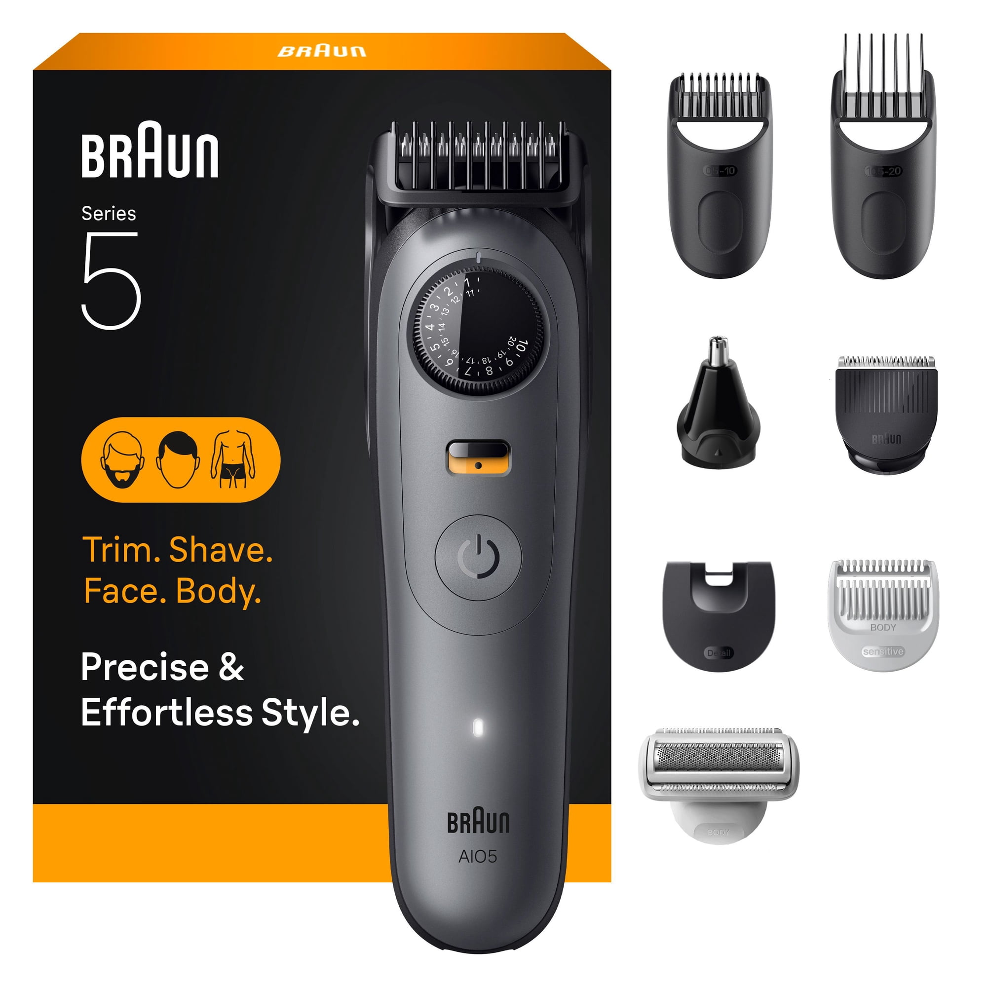 Braun All-in-One Series 5 Trimmer Kit 40 Lengths Ultra Sharp Blade AIO 5510 Moonstone Grey