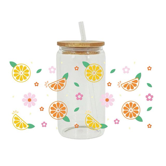 UV DTF Transfers Glass Bottle Stickers Waterproof Cartoon DIY Decals Cute T3B2