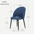 thumbnail image 3 of HOMCOM Dining Chairs Set of 4 Kitchen Chairs with Metal Legs Blue, 3 of 10
