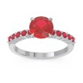 thumbnail image 1 of Bague de Fiançailles pour Elle en Or Blanc Massif 18K avec Pierre Précieuse Rubis Rouge Taille Ronde Magnifique de 2,25 Carats Taille 3 par Diamond-Capitals, 1 of 7