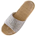thumbnail image 1 of Pantoufles pour Femmes Mode Confortables en Coton et Lin Antidérapantes, 1 of 9