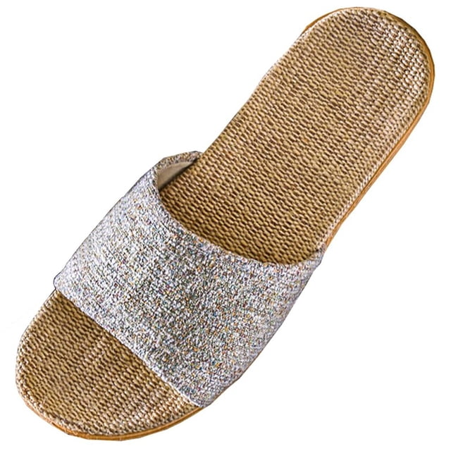 Pantoufles pour Femmes Mode Confortables en Coton et Lin Antidérapantes