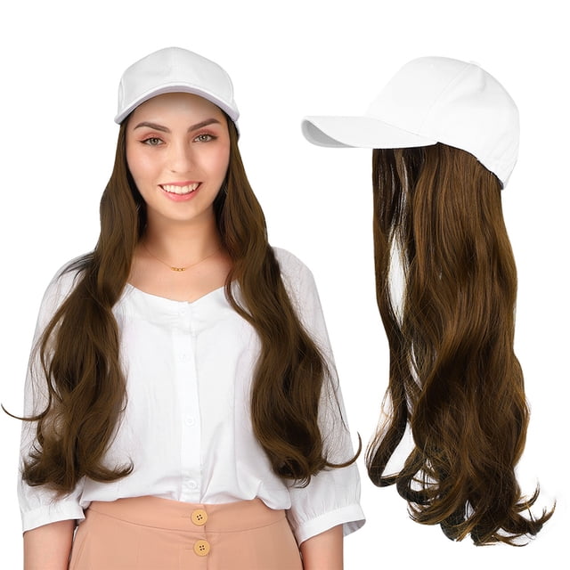 LAFGUR Girl Baseball Cap Hat Piece Long Curly Hair Piece