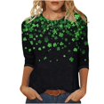 thumbnail image 2 of T-Shirts pour Femmes, Imprimé pour la Saint-Patrick, Col Rond, Manches Trois-Quarts, T-Shirt Ample, Saint-Patrick, 2 of 5
