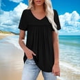 thumbnail image 2 of Timegard Womens Summer Tops Ruched Drop Shoulder V Neck Short Sleeve Casual Loose Comfy Blouse Tops, 2 of 6