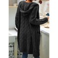 thumbnail image 4 of Women Hooded Open Front Cardigan Cable Knit Sweaters Solid Chunky Long Sweater Coats with Pockets, 4 of 5