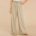 thumbnail image 2 of CEHVOM Pantalon de Jambe Long en Lin de Coton Solide Décontracté pour Femmes, 2 of 8