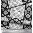 thumbnail image 2 of Soimoi Satin Silk Fabric Check & Quatrefoil Patchwork Print Sewing Fabric Yard 42 Inch Wide, 2 of 3