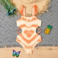 thumbnail image 2 of Girls Swimsuit 1 Piece Swimming Bathing Suit Quick Dry Striped Ruffle Kids Bathing Suits 5-6 Years, 2 of 8