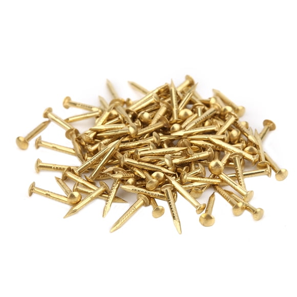 100Pcs Brass Round Head Nails Vintage DIY Craft Fasteners 0.4 0.6 0.7 Inch Decorative Hardware for Craft Box Picture Hanging