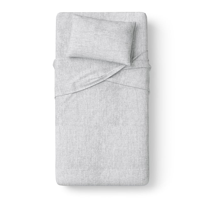 Mainstays Kids 220TC Cotton Chambray Gray Twin, 3 Piece Sheet Set