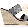 thumbnail image 4 of BLISSFUL STEP Platform Rhinestones Espadrille Black Wedge Sandals for Women 7 M US, 4 of 6