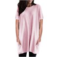 thumbnail image 1 of Birdeem Blouses Décontractées pour Femmes Couleur Unie Col Rond Manches Courtes Amples avec Poche, 1 of 1