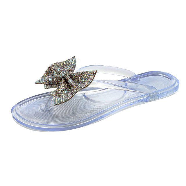 Leutsin Summer Flip Bowknot Flash Diamond Sandals And Slippers Women's Slippers