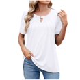 thumbnail image 1 of Timegard Hauts pour Femmes à Trou de Serrure avant, Col Rond, Manches Courtes, T-Shirts, Couleur Unie, Tuniques Décontractées, 1 of 7